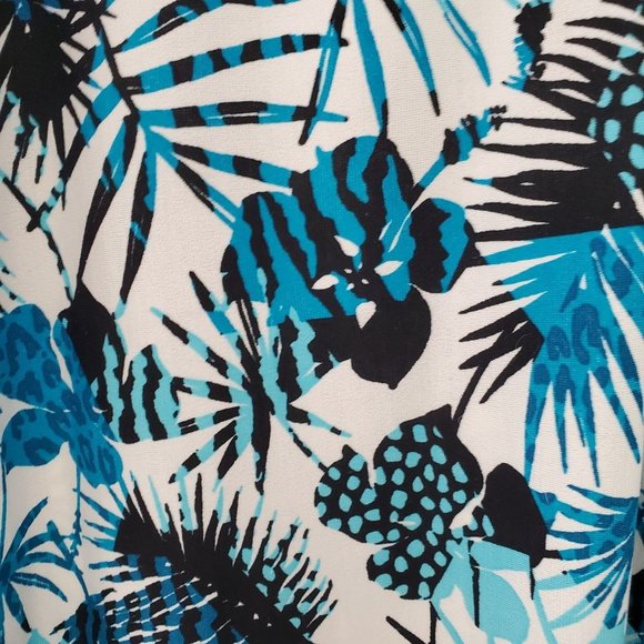 George Tropical Plants and Floral Print Short  Sleeve Blouse - Picture 7 of 9